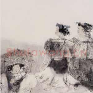 1992年 周思聪《陌上》国画人物作品图片鉴赏