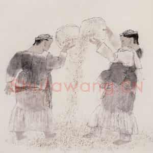 1992年 周思聪《秋天的素描》国画人物作品图片鉴赏