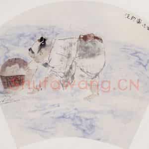1992年 周思聪《浣纱图》国画人物作品图片鉴赏