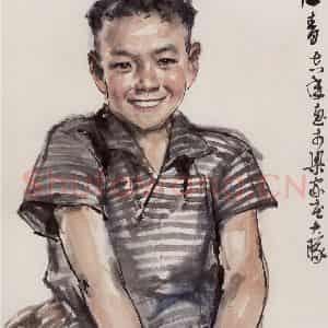 1978年 卢沉《人物写生》国画人物作品图片鉴赏
