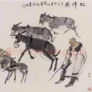 1984年 卢沉《牧归图》国画人物作品图片鉴赏