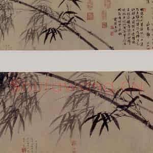 元代 顾安《风雨竹图卷》国画花鸟作品图片鉴赏