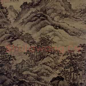 元代 陆广《仙山楼观图轴。》国画山水作品图片鉴赏