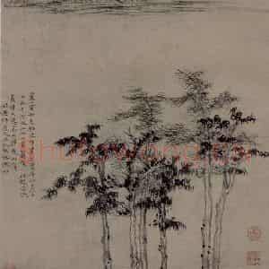 元代 倪瓒《六君子图轴》国画山水作品图片鉴赏