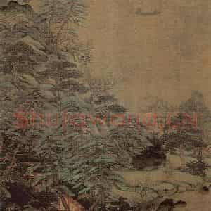 唐 李思训《江帆楼阁图轴(传)》国画山水作品图片鉴赏