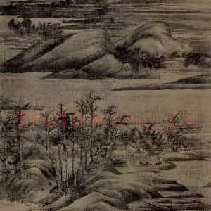 五代南唐 董源《寒林重汀图轴》国画山水作品图片鉴赏