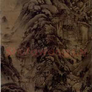 元代 黄公望《天池石壁图轴》国画山水作品图片鉴赏