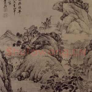 明代 唐志契《山水图轴》国画山水作品图片鉴赏