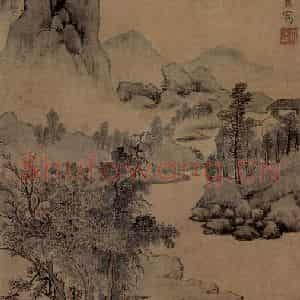 明代 孙枝《溪山秋意图轴》国画山水作品图片鉴赏