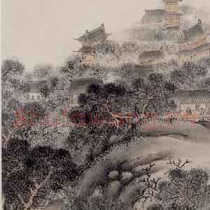 明代 刘原起《虎丘山图轴》国画山水作品图片鉴赏