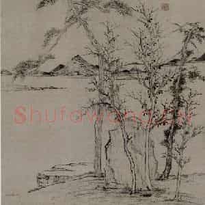 明代 程嘉燧《霜林远轴图轴》国画山水作品图片鉴赏
