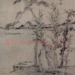 明代 程嘉燧《霜林远轴图轴》国画山水作品图片鉴赏