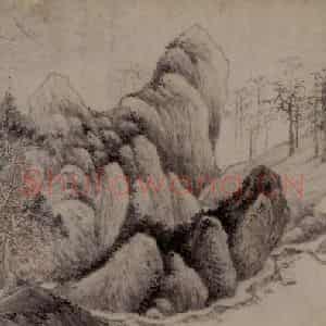 明代 沈士充《松林草堂图卷》国画山水作品图片鉴赏