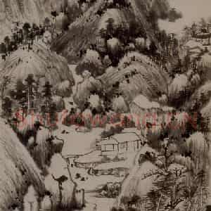 清代 王时敏《仿董北苑山水图轴》国画山水作品图片鉴赏