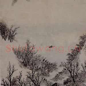 清代 吴历《枫江群雁图轴》国画山水作品图片鉴赏