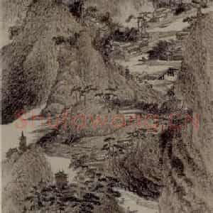 清代 吴历《静深秋晓图轴》国画山水作品图片鉴赏