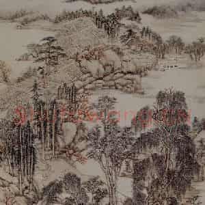 清代 王原祁《江乡春晓图轴》国画山水作品图片鉴赏