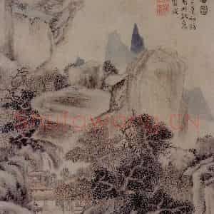 清代 萧云徒《拟古山水图页》国画山水作品图片鉴赏