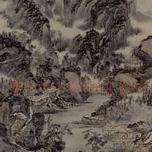 清代 髡残《仿大痴山水图轴》国画山水作品图片鉴赏