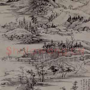 清代 查士标《仿黄公望富春览胜图轴》国画山水作品图片鉴赏