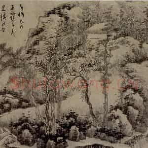 清代 龚贤《叶林草阁图页》国画山水作品图片鉴赏