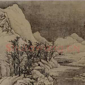 清代 邹喆《雪山空亭图页》国画山水作品图片鉴赏