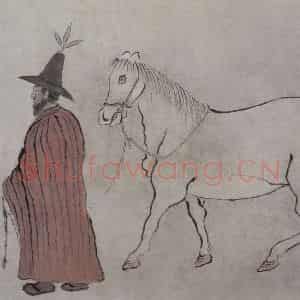清代 金农《牵马图轴》国画作品图片鉴赏