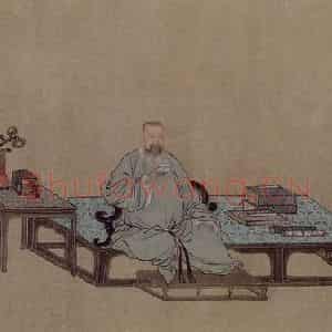 清代 禹之鼎《王原祁艺菊图轴》国画综合作品图片鉴赏