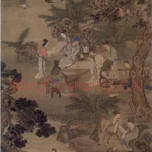 清代 王云《西园雅集图轴(局部)》国画综合作品图片鉴赏
