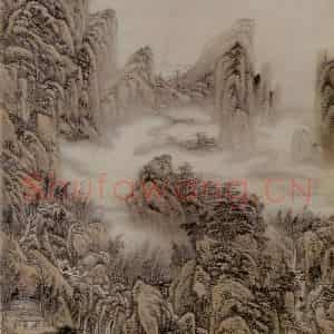清代 王昱《重林复嶂图轴》国画山水作品图片鉴赏