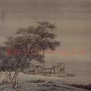 清代 袁耀《浔阳饯别图轴》国画山水作品图片鉴赏