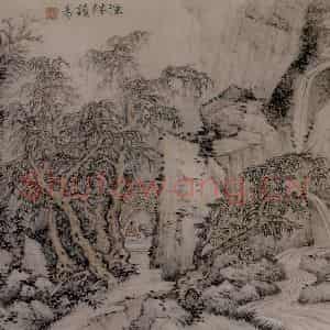 清代 张洽《山水图页之一》国画山水作品图片鉴赏