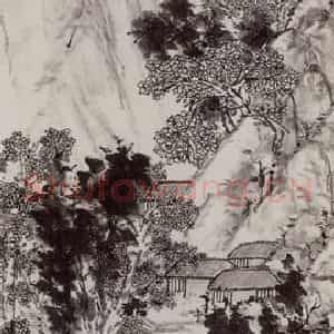 清代 虚谷《日长山静图轴》国画山水作品图片鉴赏
