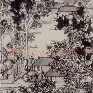 清代 虚谷《日长山静图轴》国画山水作品图片鉴赏