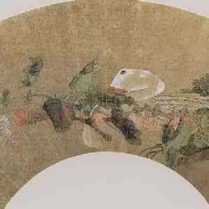 清代 任薰《鹅扇页》国画花鸟作品图片鉴赏