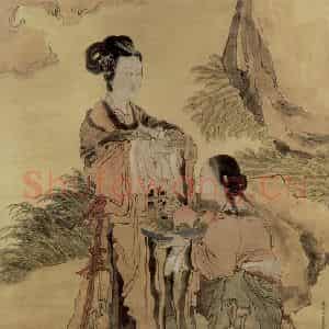 清代 任薰《麻姑献寿图轴》国画人物作品图片鉴赏