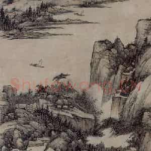 清代 钱维乔《秋江帆影图轴》国画山水作品图片鉴赏