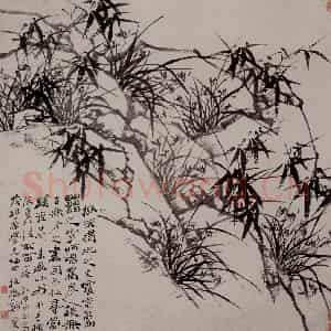清代 郑燮《兰竹图轴》国画花鸟作品图片鉴赏