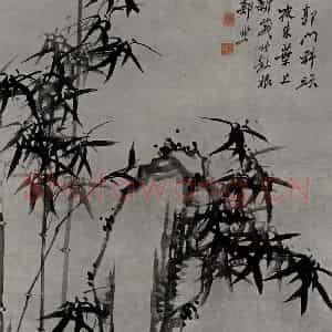 清代 郑燮《竹石图轴》国画花鸟作品图片鉴赏
