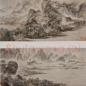 清代 蔡嘉《春江叠嶂图卷》国画山水作品图片鉴赏