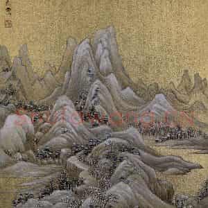 清代 任熊《十万图页》国画山水作品图片鉴赏