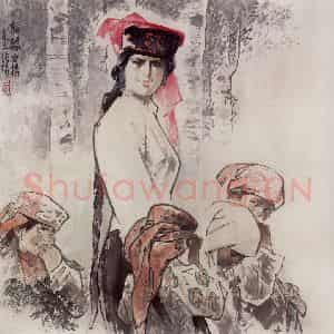 1999年 王绪阳《白杨》国画人物作品图片鉴赏