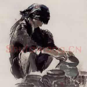1998年 王绪阳《维族女孩》国画人物作品图片鉴赏