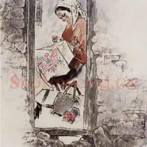 1999年 王绪阳《石城深巷》国画人物作品图片鉴赏