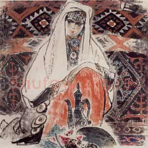 1999年 王绪阳《新娘》国画人物作品图片鉴赏