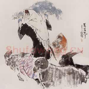 1999年 王绪阳《葡萄熟了》国画人物作品图片鉴赏