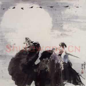 1999年 王绪阳《放歌西部》国画人物作品图片鉴赏