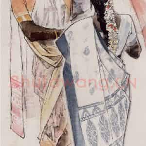 2006年 王绪阳《邻里亲情》国画人物作品图片鉴赏