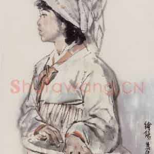 1985年 王绪阳《朝族姑娘》国画人物作品图片鉴赏