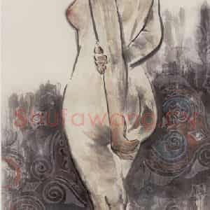 1990年 王绪阳《女人体》国画人物作品图片鉴赏